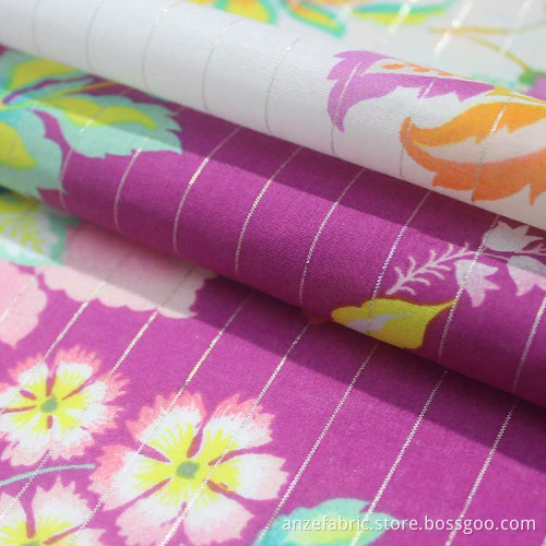 cotton floral print lurex fabric